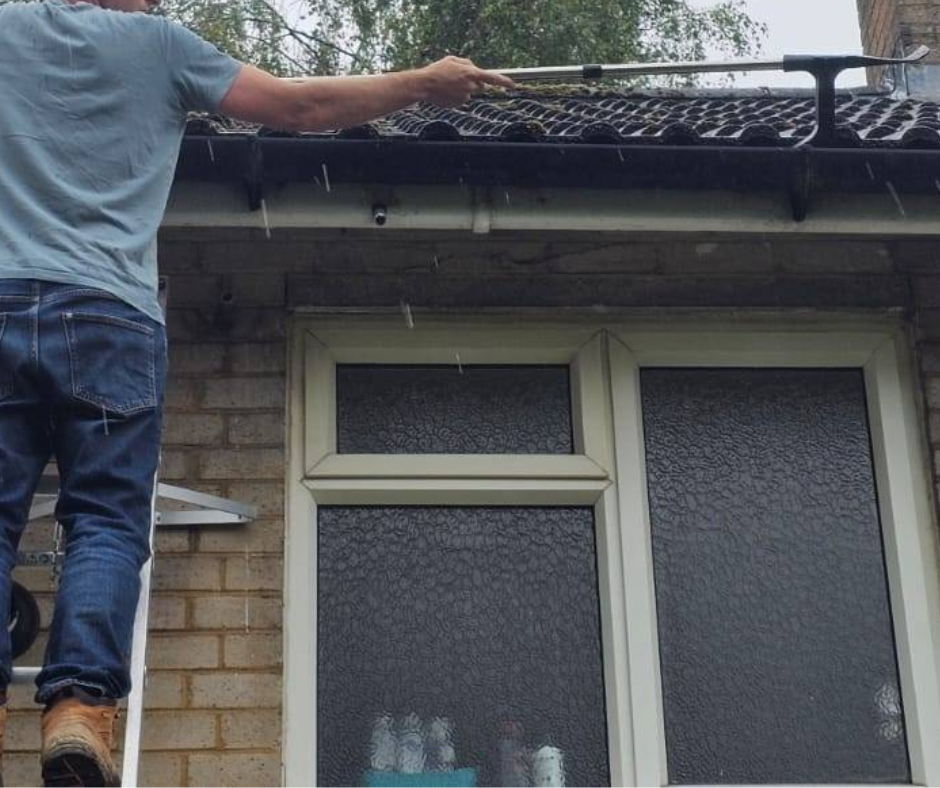 Gutter clearing on ladders