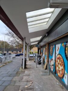 Dirty skylight not window cleaned at the co op welwyn garden city