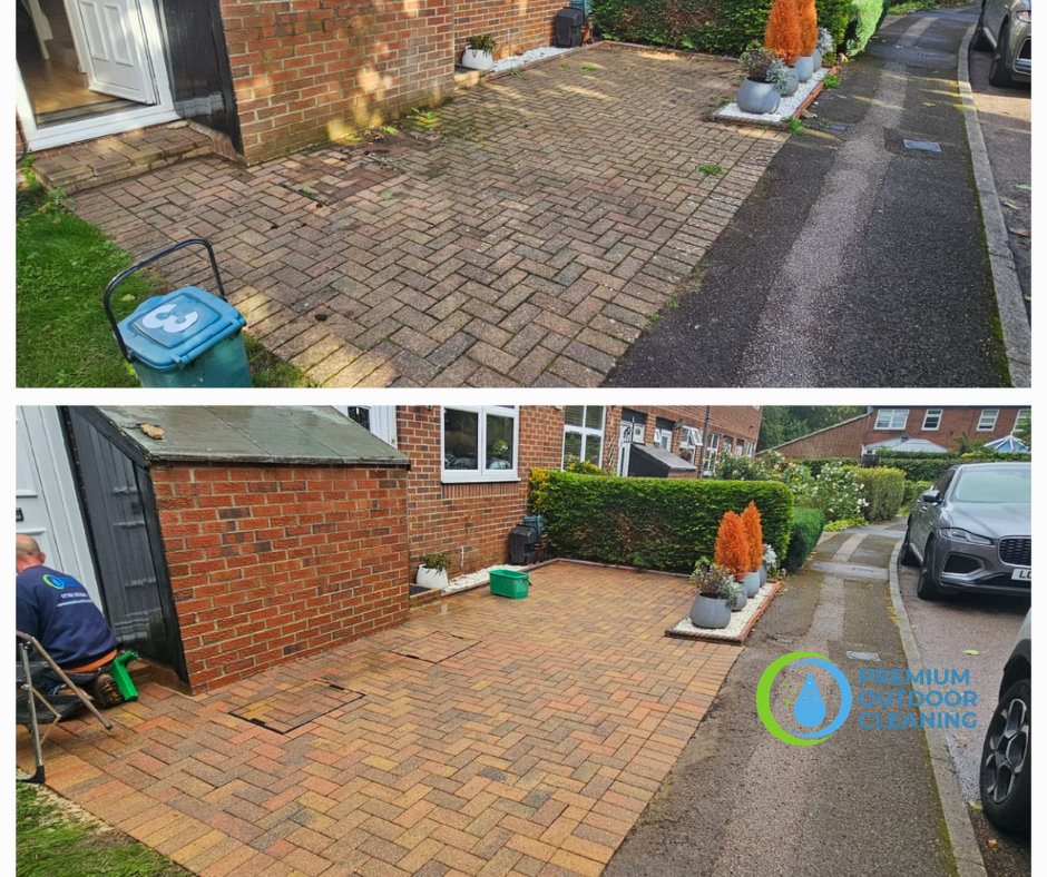 Pressure washing before and after example welwyn garden city
